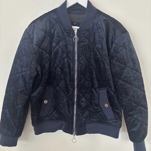 7 For All Mankind Dark Blue Quilted Bomber Jacket